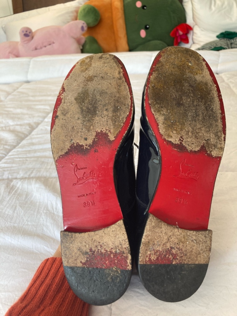 Christian Louboutin Navy Blue Patent Leather Oxford Flats - Picture 4 of 5